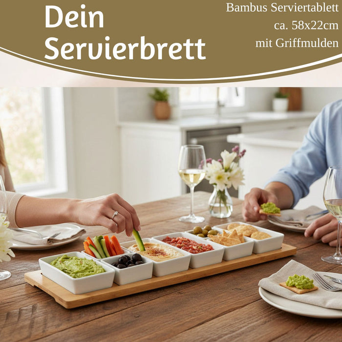 XL Tapas Snacktablett Snackteller 9-fach Set 58cm Eckig Serviertablett Snackschalen