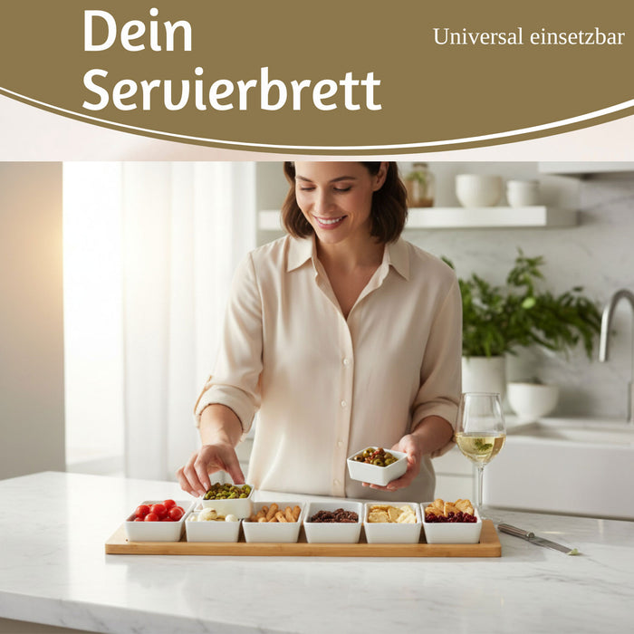 XL Tapas Snacktablett Snackteller 9-fach Set 58cm Eckig Serviertablett Snackschalen