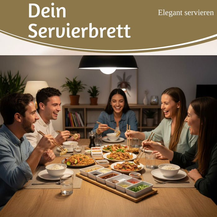 KI-generiertes Bild,XL Tapas Snacktablett Snackteller 9-fach Set 58cm Eckig Serviertablett Snackschalen