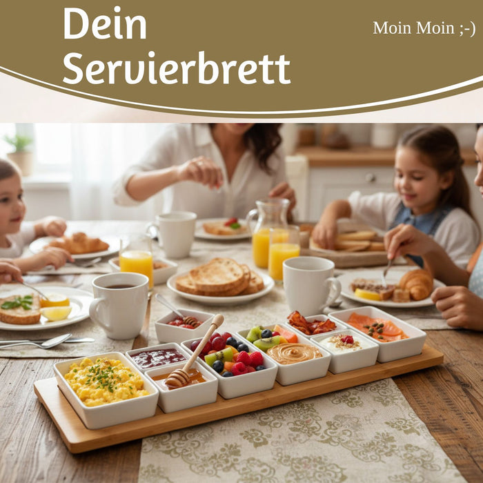 KI-generiertes Bild,XL Tapas Snacktablett Snackteller 9-fach Set 58cm Eckig Serviertablett Snackschalen