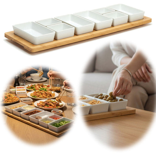 KI-generiertes Bild XL Tapas Snacktablett Snackteller 9-fach Set 58cm Eckig Serviertablett Snackschalen