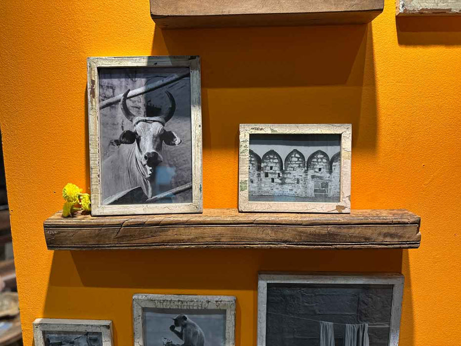 XL Holz Wandregal Bilderregal 80cm Braun Fundholz Wandboard Bilderrahmenleiste Ablage