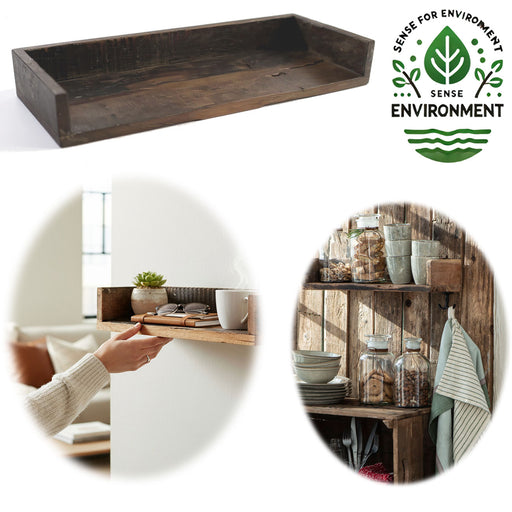 KI-generiertes Bild IB Laursen Industrial Holz Ziegelform Wandregal 60cm Braun Küchenregal Bücherregal Wandboard