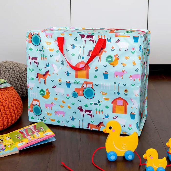 XXL Jumbo Bag Farmyard Bauernhof Tiere 55cm Recycelt Aufbewahrungstasche Einkaufstasche