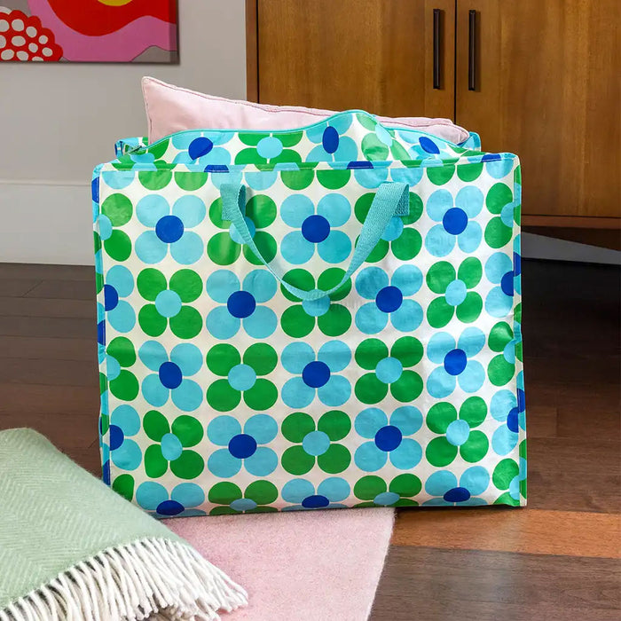 XXL Jumbo Bag Gänseblümchen Blau 55cm Recycelt Aufbewahrungstasche Einkaufstasche