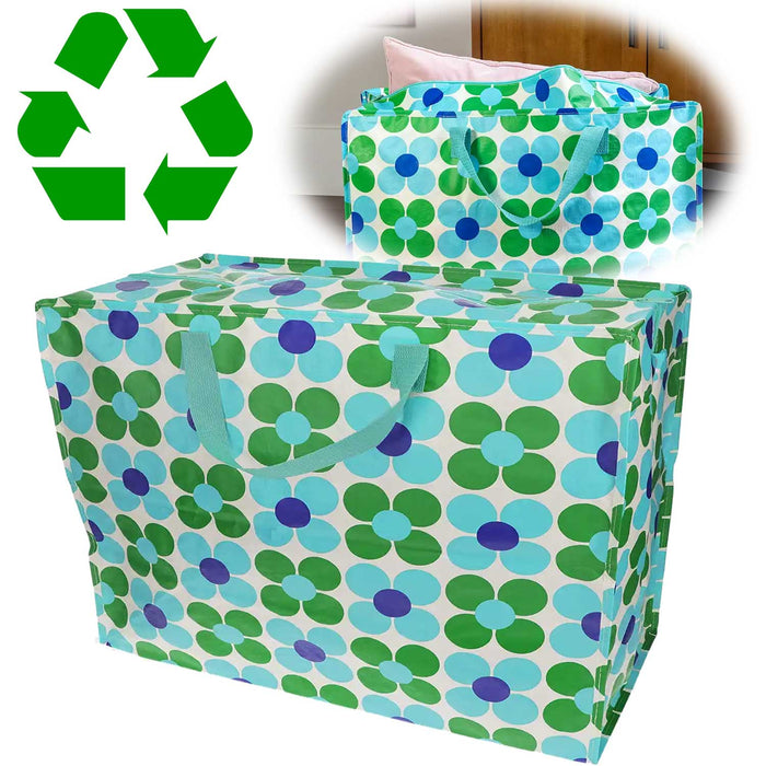 XXL Jumbo Bag Gänseblümchen Blau 55cm Recyclet Aufbewahrungstasche Einkaufstasche