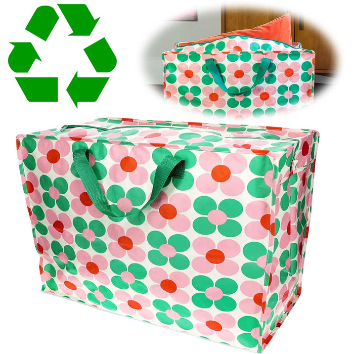 XXL Jumbo Bag Gänseblümchen Rosa 55cm Recycelt Aufbewahrungstasche Einkaufstasche