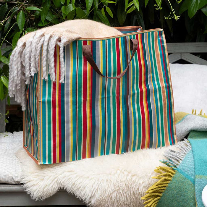 XXL Jumbo Bag Retro 70´ziger Steifen 55cm Recycelt Aufbewahrungstasche Einkaufstasche