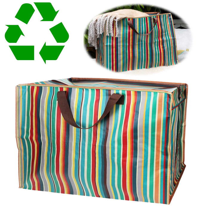XXL Jumbo Bag Retro 70´ziger Steifen 55cm Recycelt Aufbewahrungstasche Einkaufstasche