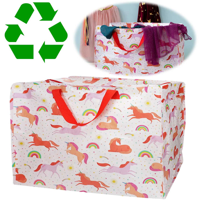 XXL Jumbo Bag Unicorns / Einhörner 55cm Recycelt Aufbewahrungstasche Einkaufstasche