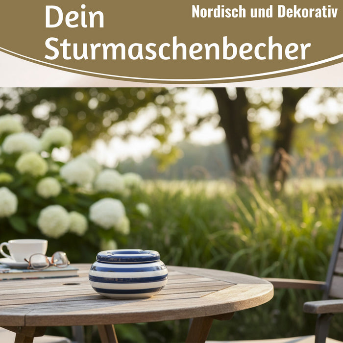 XL Sturmaschenbecher 14x9cm Blau Weiß Windaschenbecher Aschenbecher