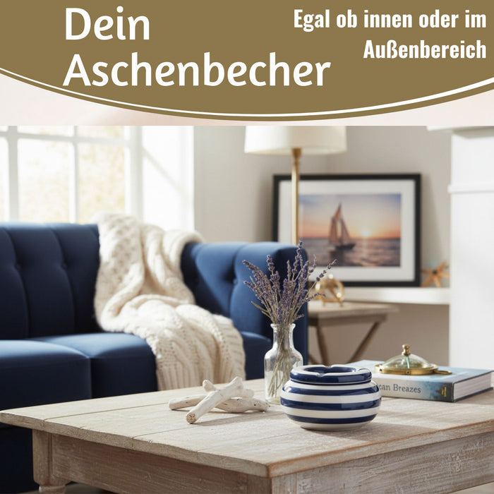 XL Sturmaschenbecher 14x9cm Blau Weiß Windaschenbecher Aschenbecher