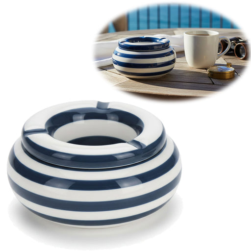 XL Sturmaschenbecher 14x9cm Blau Weiß Windaschenbecher Aschenbecher