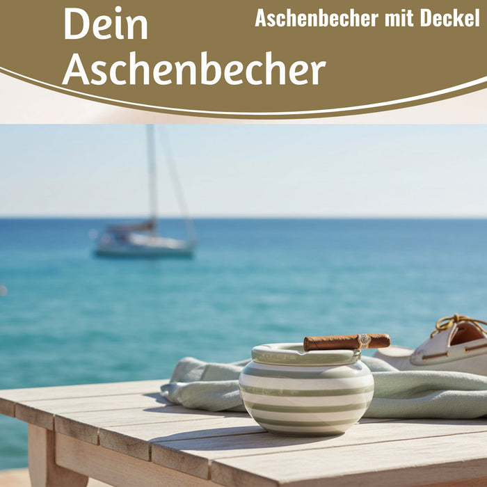 XL Sturmaschenbecher 14x9cm Grau Weiß Windaschenbecher Aschenbecher