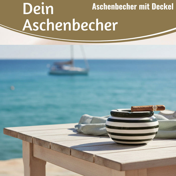 XL Sturmaschenbecher 14x9cm Schwarz Weiß Windaschenbecher Aschenbecher