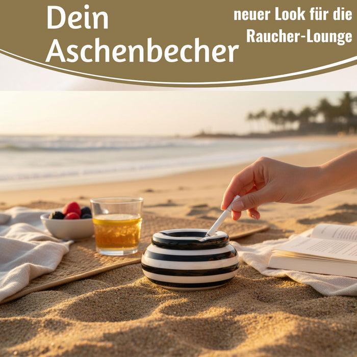 XL Sturmaschenbecher 14x9cm Schwarz Weiß Windaschenbecher Aschenbecher