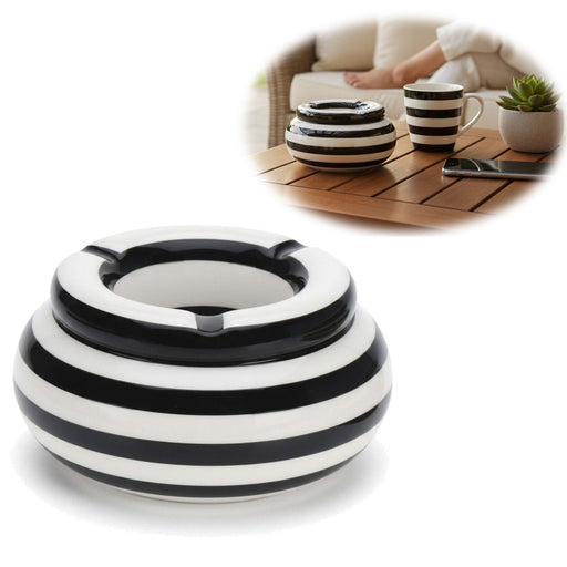 XL Sturmaschenbecher 14x9cm Schwarz Weiß Windaschenbecher Aschenbecher