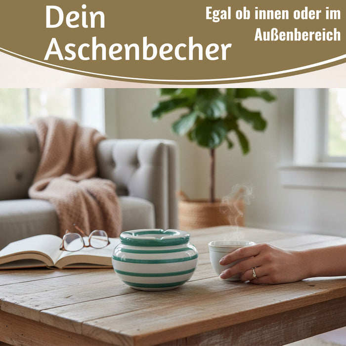 KI-generiertes Bild,XL Sturmaschenbecher 14x9cm Türkis Weiß Windaschenbecher Aschenbecher