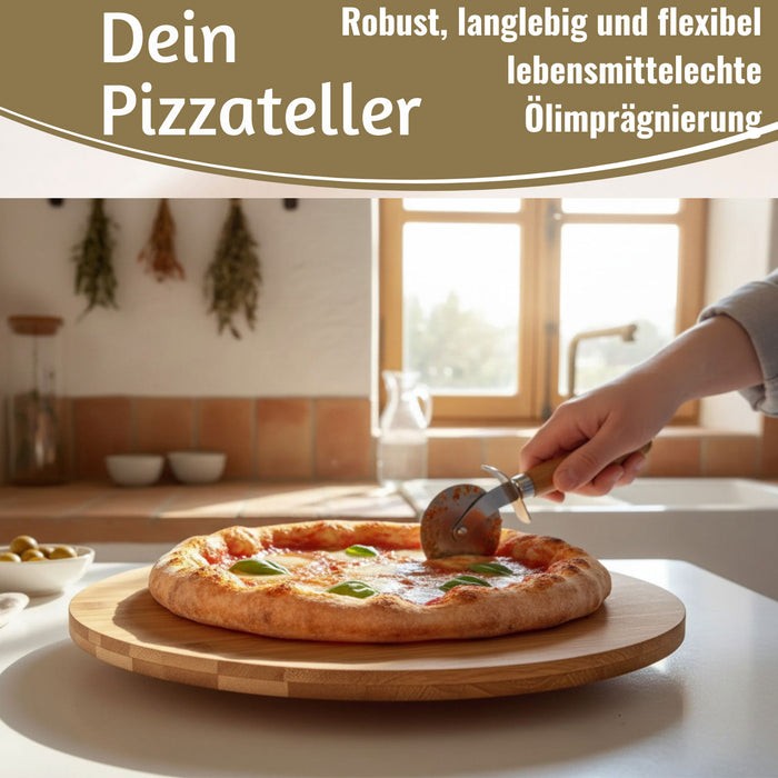 KI-generiertes Bild,XL Holz Servierplatte Drehteller 35cm Bambus drehbar Drehtablett Drehplatte