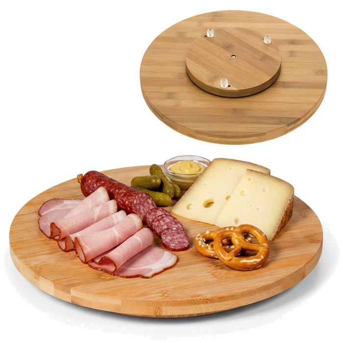 KI-generiertes Bild XL Holz Servierplatte Drehteller 35cm Bambus drehbar Drehtablett Drehplatte