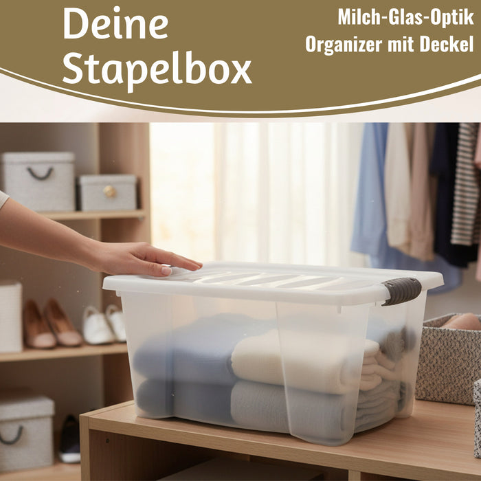 XL Stapelbox Allzweckbox 3´er Set 40x28cm ♻️ mit Deckel Transportbox Stapelkiste