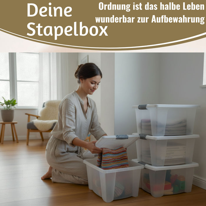 KI-generiertes Bild,XL Stapelbox Allzweckbox 3´er Set 40x28cm ?? mit Deckel Transportbox Stapelkiste