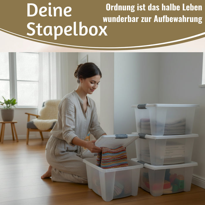 XL Stapelbox Allzweckbox 40x28x20cm ♻️ mit Deckel Transportbox Stapelkiste