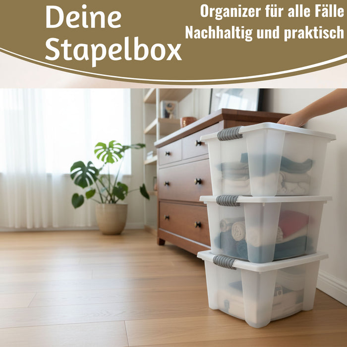 KI-generiertes Bild,XL Stapelbox Allzweckbox 3´er Set 40x28cm ?? mit Deckel Transportbox Stapelkiste