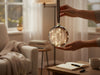 XL Deko Glas Lichtkugel 30LED 14cm Gold Braun Glaskugel Timer Batterie Anhängen