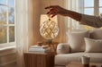 XL Deko Glas Lichtkugel 30LED 14cm Gold Klar Glaskugel Timer Batterie Anhängen