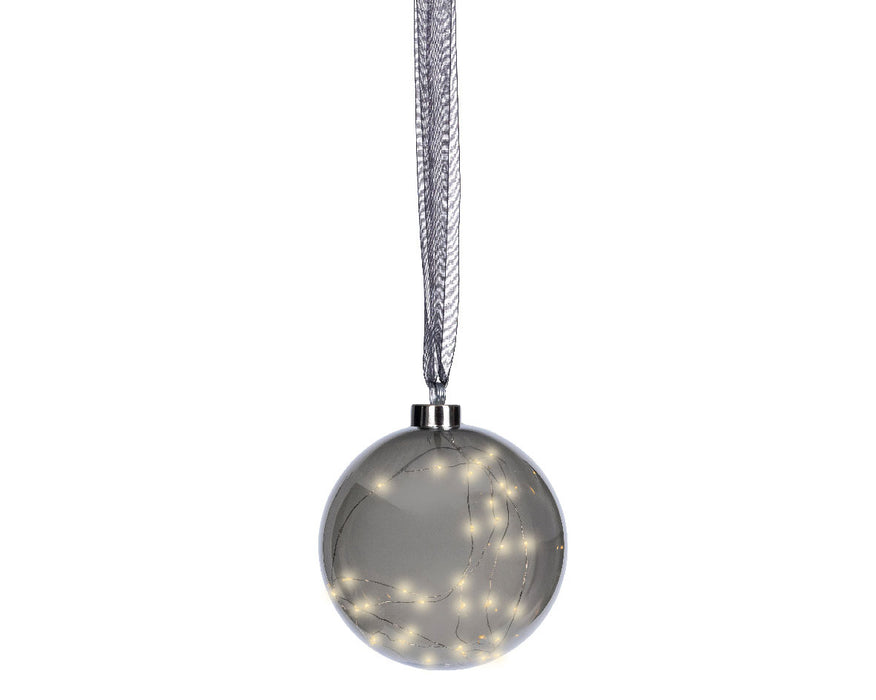 KI-generiertes Bild,XL Deko Glas Lichtkugel 40LED 20cm Grau Anthrazit Glaskugel Timer Batterie Anhängen