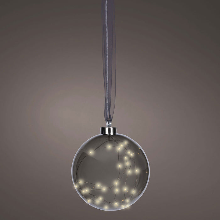 KI-generiertes Bild,XL Deko Glas Lichtkugel 40LED 20cm Grau Anthrazit Glaskugel Timer Batterie Anhängen