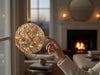 XL Deko Glas Lichtkugel 40LED 20cm Klar Gold Glaskugel Timer Batterie Anhängen
