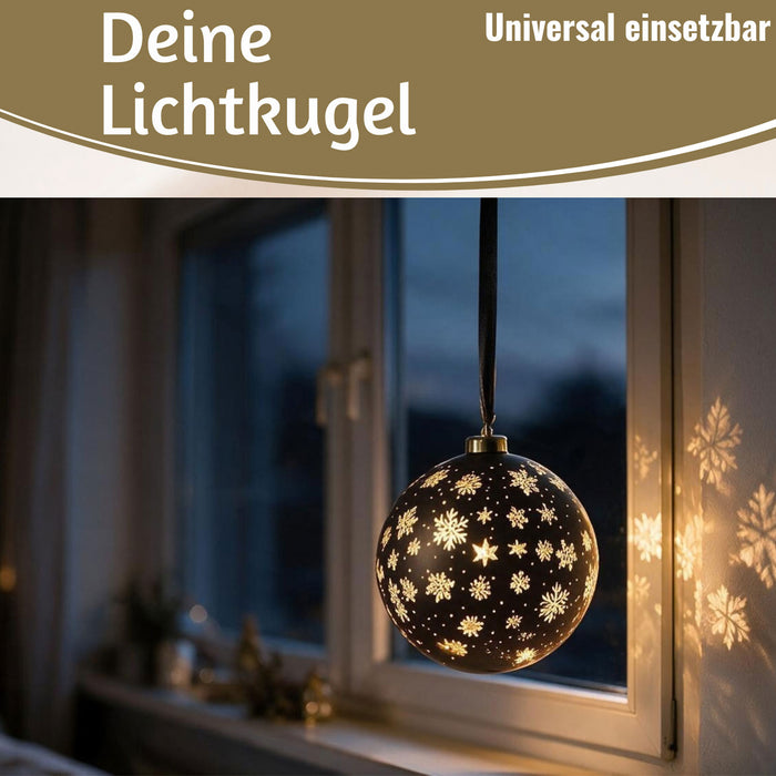 KI-generiertes Bild,XL Deko Glas Lichtkugel 15LED 14cm Gold drehbar Timer Batterie Anhängen