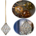 XL Deko Glas Lichtkugel 15 LED 16cm Diamant Klar Gold Timer Batterie Gold zum Anhängen