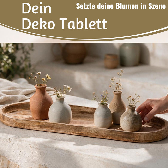 KI-generiertes Bild,XXL Deko-Tablett Mango-Holz Braun 81cm groß Serviertablett Obst-Schale Brot