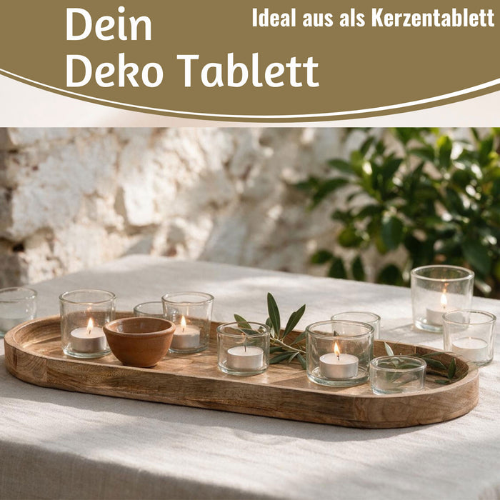 KI-generiertes Bild,XXL Deko-Tablett Mango-Holz Braun 81cm groß Serviertablett Obst-Schale Brot