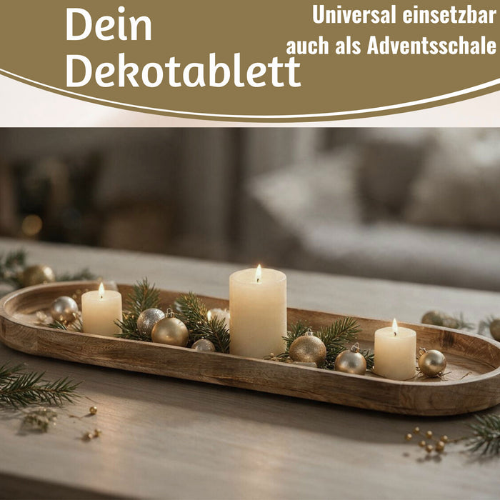 KI-generiertes Bild,XXL Deko-Tablett Mango-Holz Braun 81cm groß Serviertablett Obst-Schale Brot