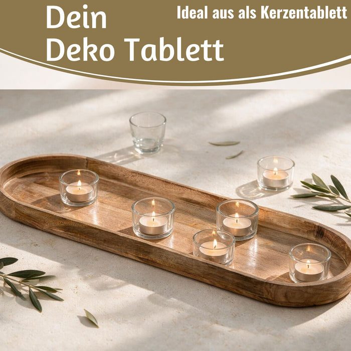 KI-generiertes Bild,XL Deko-Tablett Mango-Holz Braun 72cm groß Serviertablett Obst-Schale Brot