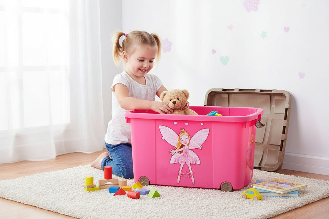 XL Spielzeugkiste Prinzessin Fee Aufbewahrungsbox Rollbox Rollen