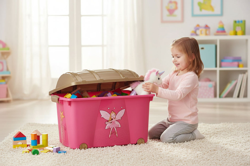 XL Spielzeugkiste Prinzessin Fee Aufbewahrungsbox Rollbox Rollen