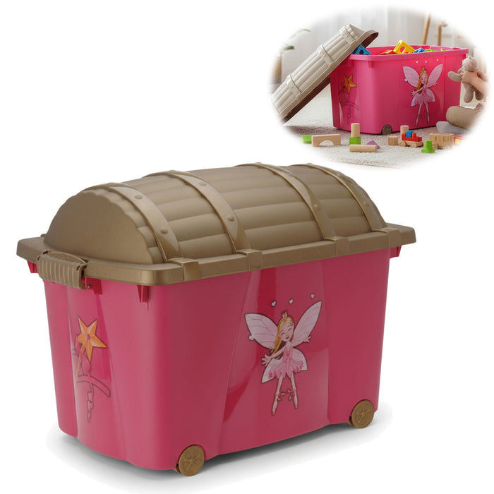 XL Spielzeugkiste Prinzessin Fee Aufbewahrungsbox Rollbox Rollen