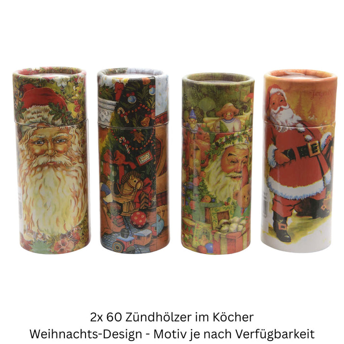 XL 120 Streichhölzer 2er-Set 10cm lang Köcher Zündhölzer Weihnachten