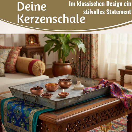 KI-generiertes Bild,XL Metall Deko Tablett Serviertablett Dehli 53cm Kerzenteller Kerzentablett