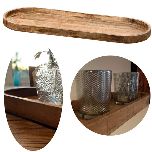 XL Deko-Tablett Mango-Holz Braun 72cm groß Serviertablett Obst-Schale Brot