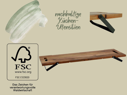XXL Akazie Serviertablett 67cm klappbar Holz Tablett Tabletttisch Frühstückstablett
