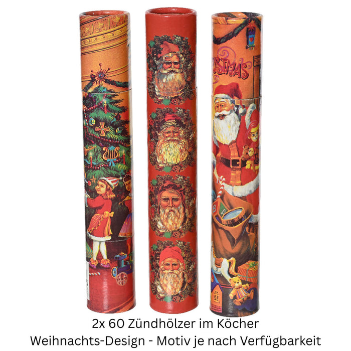 XXL 120 Streichhölzer 30cm lang Köcher Zündhölzer Weihnachten 2er-Set