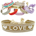 KI-generiertes Bild Canvas Statement Armband ❤️ LOVE ❤️ Quasten besticktes Webarmband