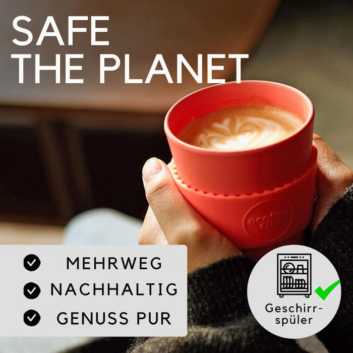 KI-generiertes Bild,Ecoffee Cup 400ml Molto Grigo Grau Braun PLA Coffee to Go Becher Wiederverwendbar