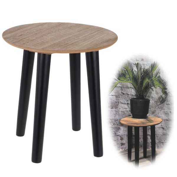 Holz Beistelltisch 30cm Braun Schwarz Rund Couchtisch Nachttisch Hocker Tisch